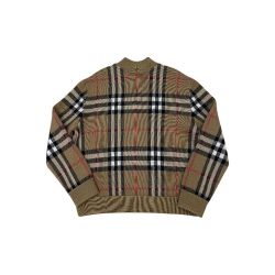 BURBERRY 羊毛撞色格纹 女士针织衫