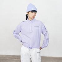 Champion 春季 女士短款卫衣 镂空胶章草写logo套头立领休闲