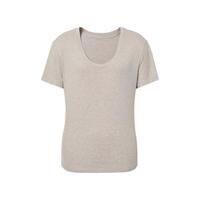  eifini/伊芙丽 弹力面料 女士短袖T恤 燕麦色 合身大U领 M 110-120斤