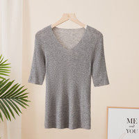  春竹 无缝 女士羊毛衫 迷妮灰 M 95CM