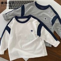 麦科贝尔 男童长袖T恤儿童新款2025春秋纯棉打底宝宝圆领韩版男孩休闲上衣1