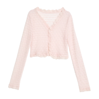  WESTLINK/西遇 蕾丝拼接 女士针织开衫