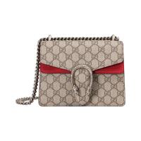 GUCCI 古驰 DIONYSUS系列 女士GG Supreme帆布肩背包 421970 KHNRN 8698 米色/乌木色/红色 迷你