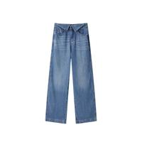 太平鸟 全天丝翻腰 女士牛仔裤