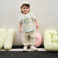 巴拉巴拉 吸湿速干 儿童短袖套装 黄白色调00331-208225119202 120