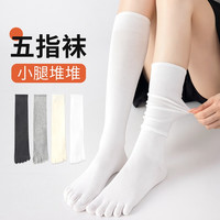 猫人 五指袜子女2双小腿袜棉质中长筒堆堆袜小腿袜四季弹力高筒袜