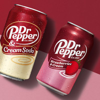 Dr Pepper 新品美国进口DR PEPPER胡椒博士草莓奶油味碳酸气泡饮料汽水355ml