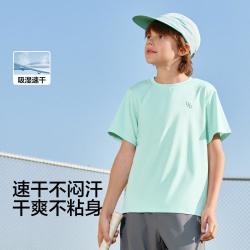 巴拉巴拉 吸湿速干中大童儿童T恤男童短袖夏装薄款舒适纯色透气户外运动T