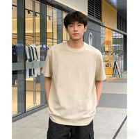 200克高紧赛纯棉三本针圆领宽松落肩短袖T恤纯色短袖