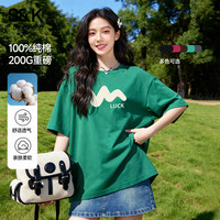 班尼路 纯棉 女士短袖T恤 墨绿#黄色线 S