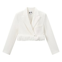 COMME MOI 吕燕设计师春夏女装时尚泡泡下摆白色短西装礼服