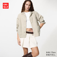 优衣库 女装棉麻工装茄克/外套夹克通勤休闲百搭482273 486048