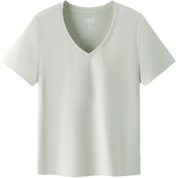  Semir/森马 凉感抗菌 女士短袖T恤 粉绿A41424 L