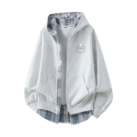  :CHOCOOLATE 假两件设计 女士卫衣 白花灰 M 【96-120斤】