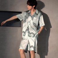 YALU/雅鹿 缎面冰丝 男士睡衣套装