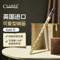CLARKE 克拉克 D调 爱尔兰哨笛 六孔竖笛 金色（哨笛X1、指法表X1）