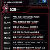 AMD 9600X+RTX5060TI电脑主机电竞台式机海景房游戏diy组装机