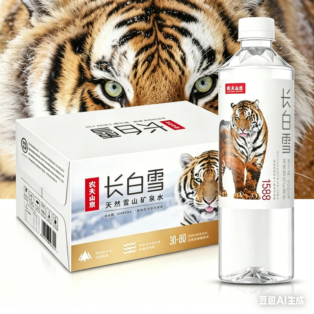 口感清冽柔绵带微甜：农夫山泉 天然弱碱性 长白雪天然雪山矿泉水 535ml*24瓶