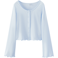 Semir/森马 木耳边 女士针织衫 冰蓝80932