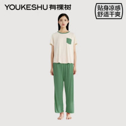 YOUKESHU 女士短袖家居服套装 绿色