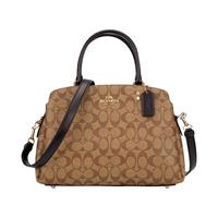 COACH 蔻驰 女士PVC配皮单肩戴妃包 91495 IMCBI 卡其配黑色 大号