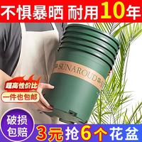 大海边 矮胖1号 花盆 8个装 大口径加仑盆 绿色