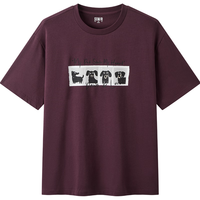  Semir/森马 趣味斑驳印花 男士短袖T恤 L 酒红60977