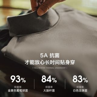  MADEN/马登 蓄热抑菌 男士保暖内衣 曜石黑 L
