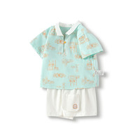 巴拉巴拉 童装男童短袖套装儿童两件套吸湿速干宝宝女童衣服夏装潮萌趣 绿黄色调