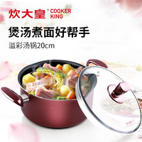 炊大皇 家用双耳溢彩汤锅 加大款 20cm 带盖子