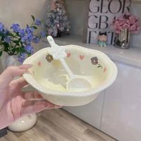 郦狼 奶黄沙拉碗个人勺子陶瓷碗ins餐具酸奶碗早餐碗女生甜品HR