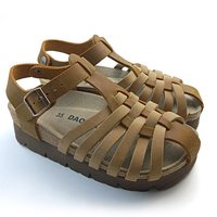 岛外 罗马凉鞋编织头层牛皮厚底女鞋