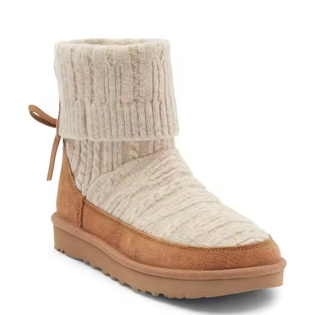 限新用户：UGG 女士 经典迷你麻花针织短靴