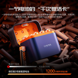  IIano/绿巨能 适用智能门锁/游戏手柄/话筒/电动玩具/血压计/吸奶器/遥控器/挂钟等 5号充电锂电池