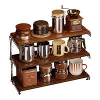  锦需 可折叠 实木杯架 【双挡调节层高】三层樱桃木色50x17.5x34cm