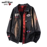  CHARLES JANG'S HAPPY HEART/查尔斯桃心 防风 男士PU皮夹克