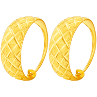 菜百首饰 黄金耳饰 足金简约大气经典泰式菠萝纹耳环  HJ 黄金耳饰 约4.76g