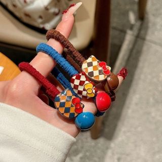 歌米诺 撞色Kitty格子头绳高弹力耐用皮筋儿童新款扎双马尾发绳卡通发圈