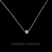 花饰庄园 镀14K金小蛮腰锁骨链铜锆石微镶项链气质百搭情人节 B-506