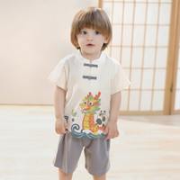 汉宫优品 男童套装夏装短袖薄款男孩国风夏季儿童汉服新中式端午节宝宝衣服 龙熊竞渡 73