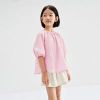 本来 女童全棉短袖衬衫秋季宽松小清新公主儿童上衣