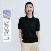 本来 女士针织t恤 夏季镂空polo衫