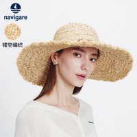 navigare意大利小帆船波西米亚草帽女夏季海边度假遮阳帽手工织