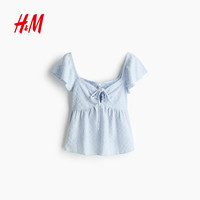 H&M 女装花苞荷叶袖T恤 1314583