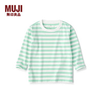 無印良品 MUJI 圆领条纹长袖T恤  打底衫 童装   CC23GA4S 浅绿色条纹