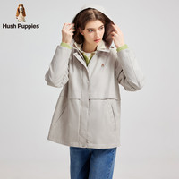  Hush Puppies/暇步士 简约基础款 女士夹克 可拆卸帽 柔雾灰 L
