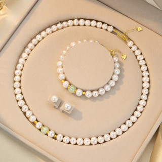 风下 和田玉淡水珍珠三件套送妈妈母亲节礼物