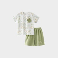 巴厘小猪 男童套装防晒UPF50夏季短袖套装 草绿 80cm