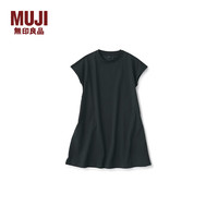無印良品 MUJI 大童 凉感法国袖连衣裙 女童童装裙子25年夏季 CB1NQA5S 黑色 110 /56A