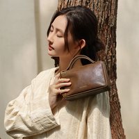  山野的雾 包头层牛皮 女士手提斜挎包